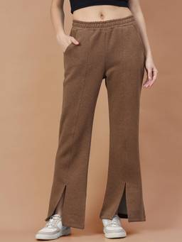 98 Degree North - Women Brown Solid/Plain Fleece Pant