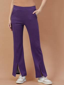 98 Degree North - Women Purple Solid/Plain Fleece Pant