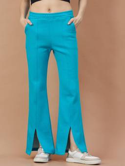 98 Degree North - Women Blue Solid/Plain Fleece Pant