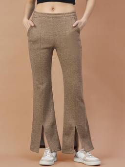 98 Degree North - Women Brown Solid/Plain Fleece Pant