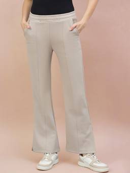 98 Degree North - Women Beige Solid/Plain Fleece Pant