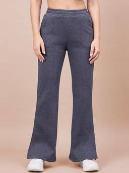 98 Degree North - Women Blue Solid/Plain Fleece Pant