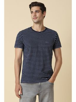 Allen Solly - Men Navy Stripe Crew Neck T-Shirt