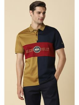 Allen Solly - Men Colorblock Patterned Polo Neck T-Shirt