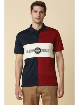 Allen Solly - Men Colorblock Patterned Polo Neck T-Shirt