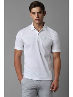 Louis Philippe - Men White Print Polo Neck T-Shirt