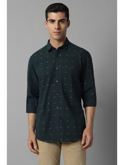 Louis Philippe - Men Green Slim Fit Print Full Sleeves Casual Shirt