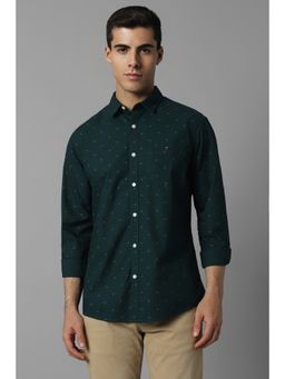 Louis Philippe - Men Green Slim Fit Print Full Sleeves Casual Shirt