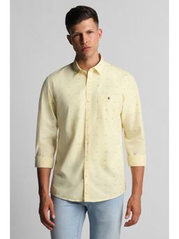 Louis Philippe - Men Yellow Slim Fit Print Full Sleeves Casual Shirt