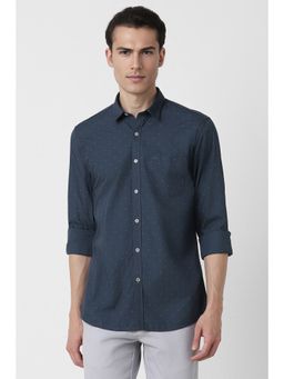 Peter England - Men Navy Slim Fit Print Shirt