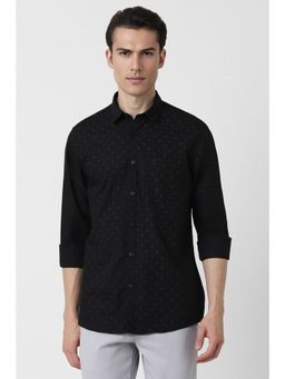 Peter England - Men Black Slim Fit Print Shirt
