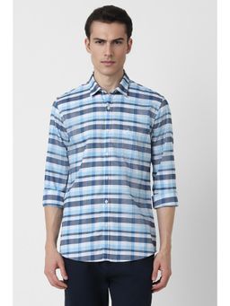 Peter England - Men Blue Slim Fit Check Shirt