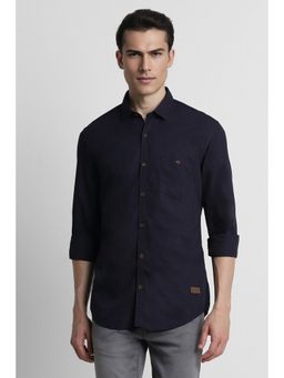 Peter England - Men Navy Slim Fit Solid Shirt