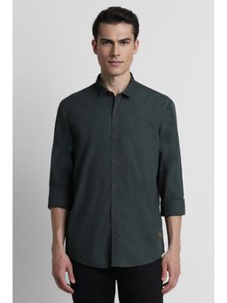 Peter England - Men Green Slim Fit Print Shirt