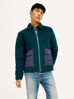 Levi's - Men Colorblock Green Spread Collar Jacket