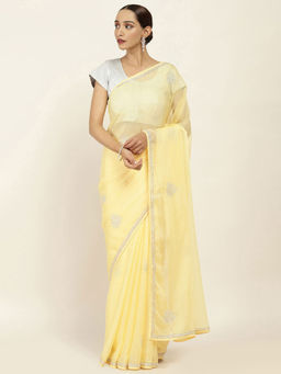 Soch - Embellished Chiffon Saree with Unstitched Blouse