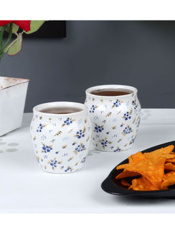 CDI - White Floral Printed Set of 6 Kullads