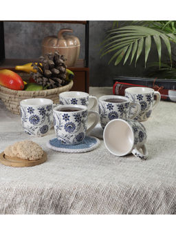 CDI - White Floral Printed Set of 6 Mugs