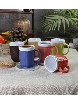CDI - Multi-Color Sweater Shaped Set of 6 Mugs with Wooden Tray