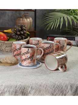 CDI - Orange Graphic Printed Set of 6 Mugs