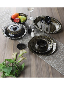CDI - Black Gold Floral Printed Melamine 46 Pcs Dinner Set