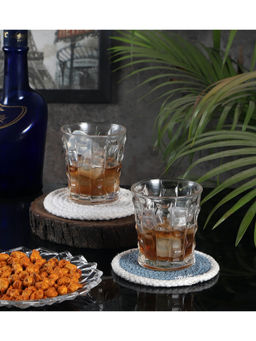 Ceradeco - Brick Shaped Set of 6 Whiskey Glass with Wooden Tray