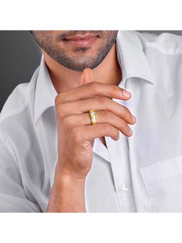 GIVA - 925 Silver Golden Zircon Ornate Ring for Him