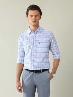 AD By Arvind - Aqua Modern Slim Fit Tartan Checked Shirt