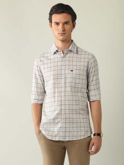 AD By Arvind - Grey Modern Slim Fit Tartan Checked Shirt