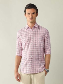 AD By Arvind - Pink Modern Slim Fit Tartan Checked Shirt