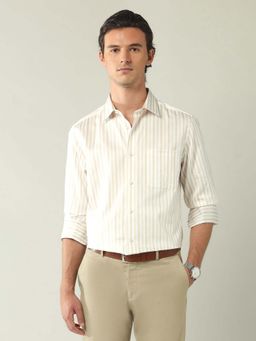 AD By Arvind - Beige Regular Fit Striped Shirt