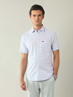 AD By Arvind - Aqua Modern Slim Fit Tartan Checked Shirt