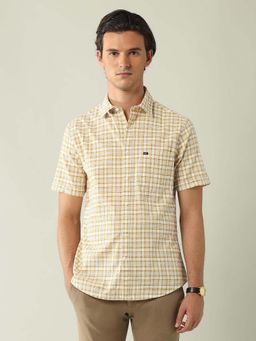 AD By Arvind - Mustard Modern Slim Fit Tartan Checked Shirt