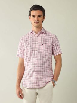 AD By Arvind - Pink Modern Slim Fit Tartan Checked Shirt