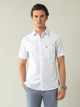 AD By Arvind - White Modern Slim Fit Tartan Checked Shirt