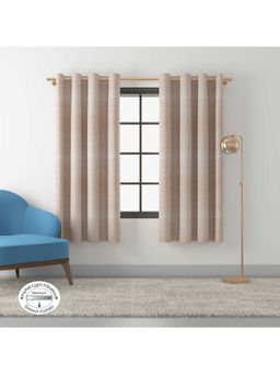 HomeTown - Amour Solid Jacquard Dim Out Window Curtains 5 Feet in Blush Colour (Set of 2)