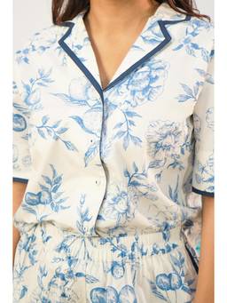 KHAMNA - Multicolour Vaishali Floral Toile Poplin Printed Shirt