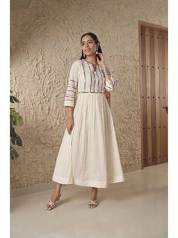 SAMATVAM BY ANJALI BHASKAR - Off White Ovi Dress