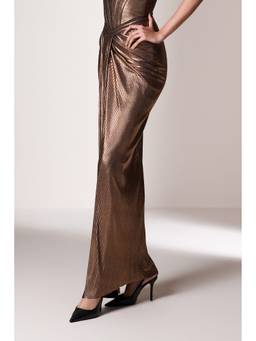S&N by Shantnu Nikhil - Metallic Brown Finish Skirt