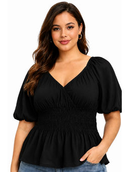NOBARR - Womens Black Smocked Cotton Top