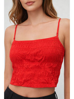 NOBARR - Womens 100% Cotton Smocked Ruched Cami Crop Top