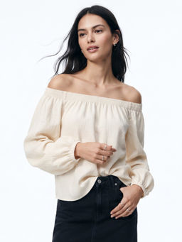 Outzidr - Off White Off Shoulder Top