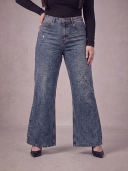 Turning Blue - Womens High Rise Light Blue Flared Jeans