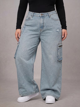 Turning Blue - Womens High Rise Mid Blue Xtra Wide Jeans