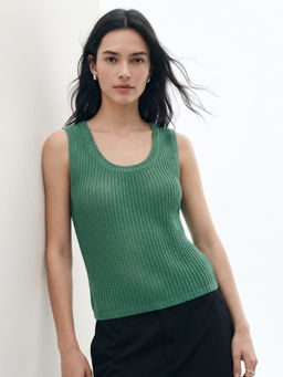 Outzidr - Green Sleeveless Crochet Top