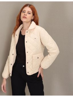 U.S. POLO ASSN. - Off White Long Sleeve Solid Quilted Jacket