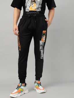 Free Authority - Dragon Ball Z Printed Regular Fit Black Cotton Blend Men Joggers