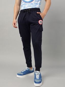 Free Authority - Captain America Printed Regular Fit Navy Blue Cotton Blend Men Jogger
