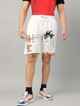 Free Authority - Dragon Ball Z Printed Regular Fit Off White Cotton Blend Men Shorts