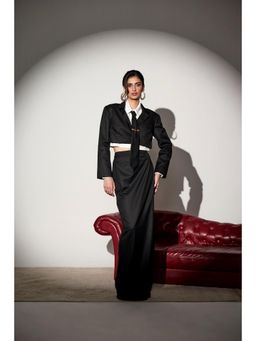 Lea Clothing - Ezzie Black Boxy Cropped Crop Jacket